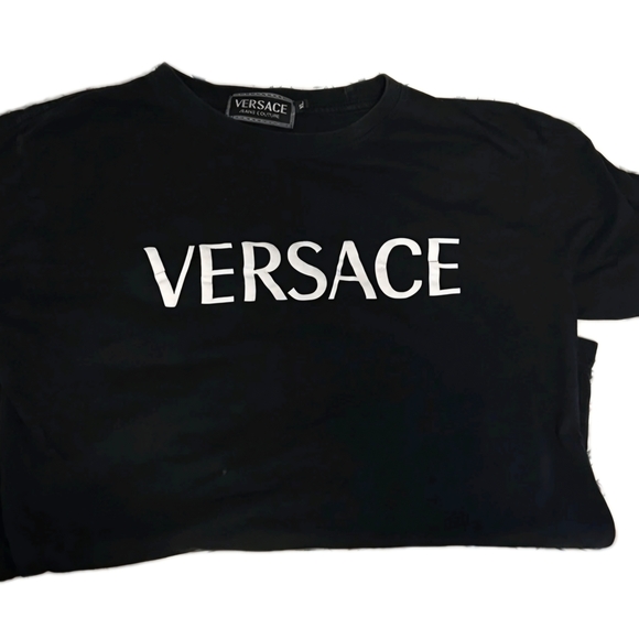 Versace Tops - Versace Logo Print Crew Neck T-Shirt Black Size XL Wmn /Lg/Med Men (GUC)